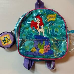 Vintage Little Mermaid Backpack with Flounder Coin Purse